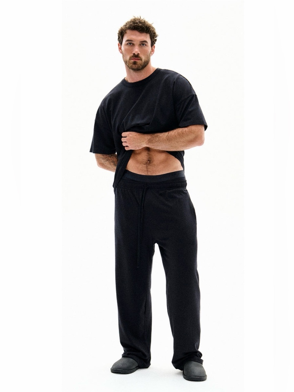 SKIMS Jersey Lounge Straight Leg Pant- Obsidian